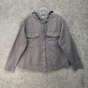 Maurices Womens Charcoal Gray Cotton Twill Utility Hooded Jacket Size M 7556